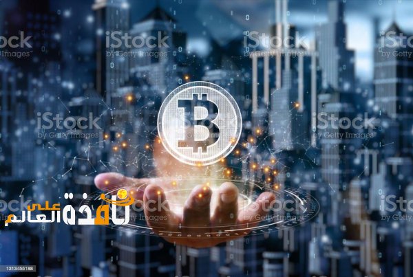 Description: Businessman is holding a bitcoin as part of a business network, Cryptocurrency blockchain connection, Technology and financial investment background concept. Bitcoin Stock Photo