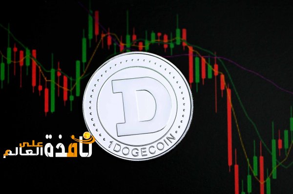 Description: Image of Dogecoin superimposed on a graph