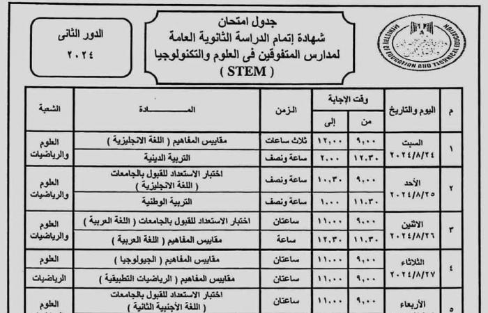 أخبار العالم : وزير التربية والتعليم يعلن جدول امتحانات الثانوية العامة الدور الثاني 2024