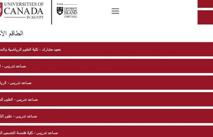 وظيفة جامعة.. جامعة كندا في مصر عن وظائف أعضاء هيئة تدريس في 9 تخصصات